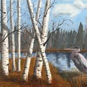 35 ~ Susan Geisler ~ Great Blue Heron On The Pond ~ Acrylic